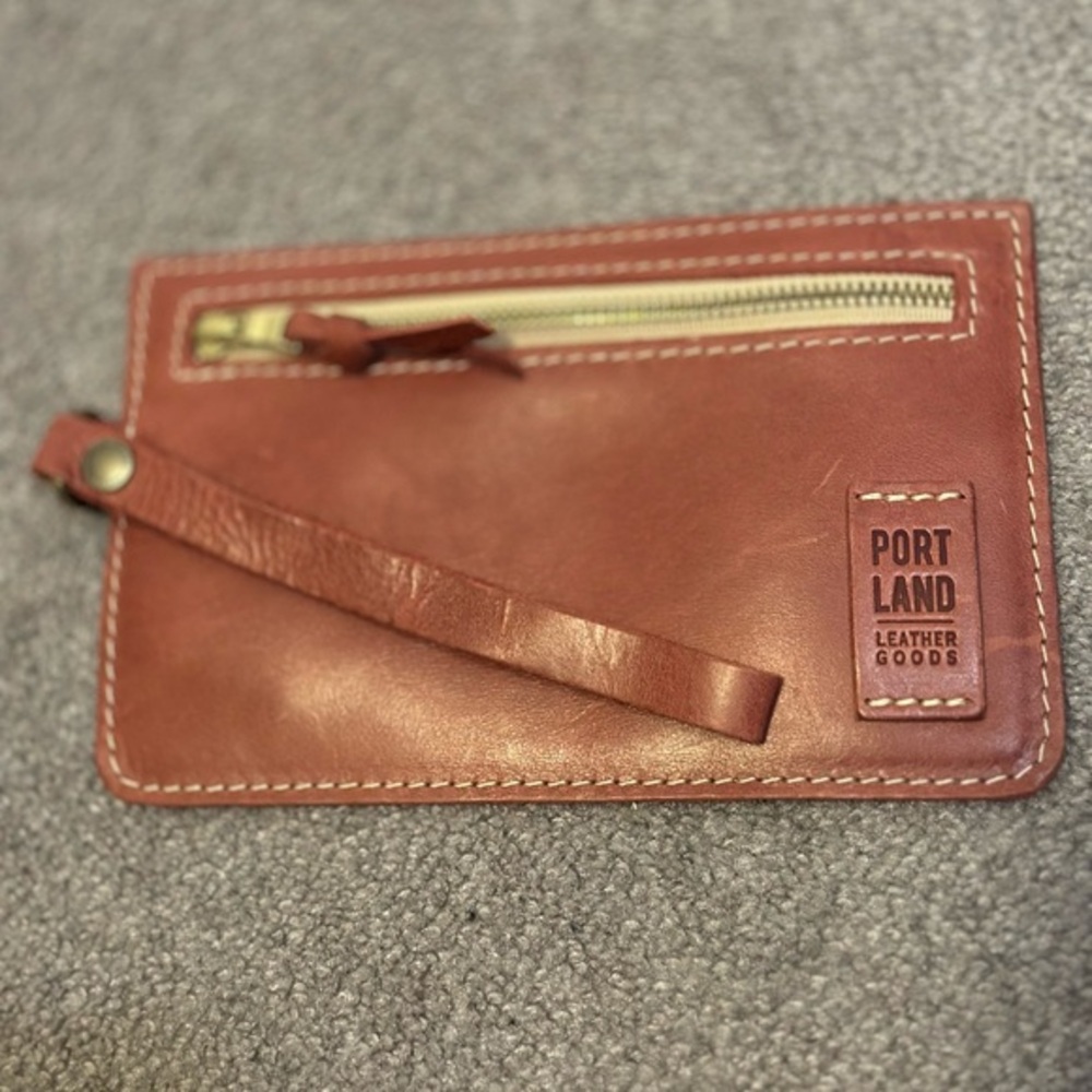 Portland Leather Adriana Honey Brown Wristlet Wallet Pouch